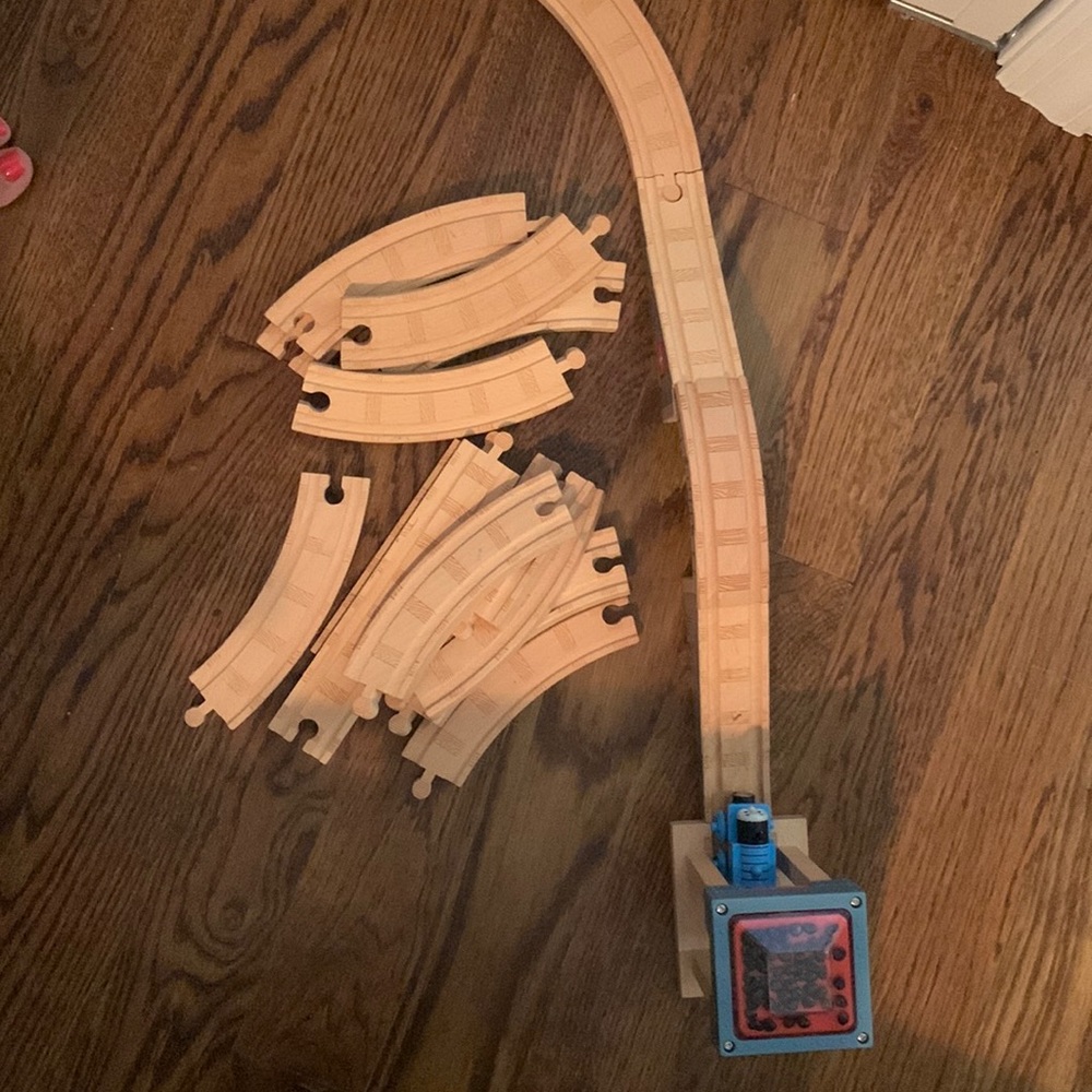 Thomas the tank engine and wooden train set